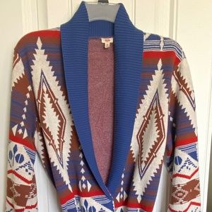 Reba western 100% woven cotton cardigan sweater size medium with belt